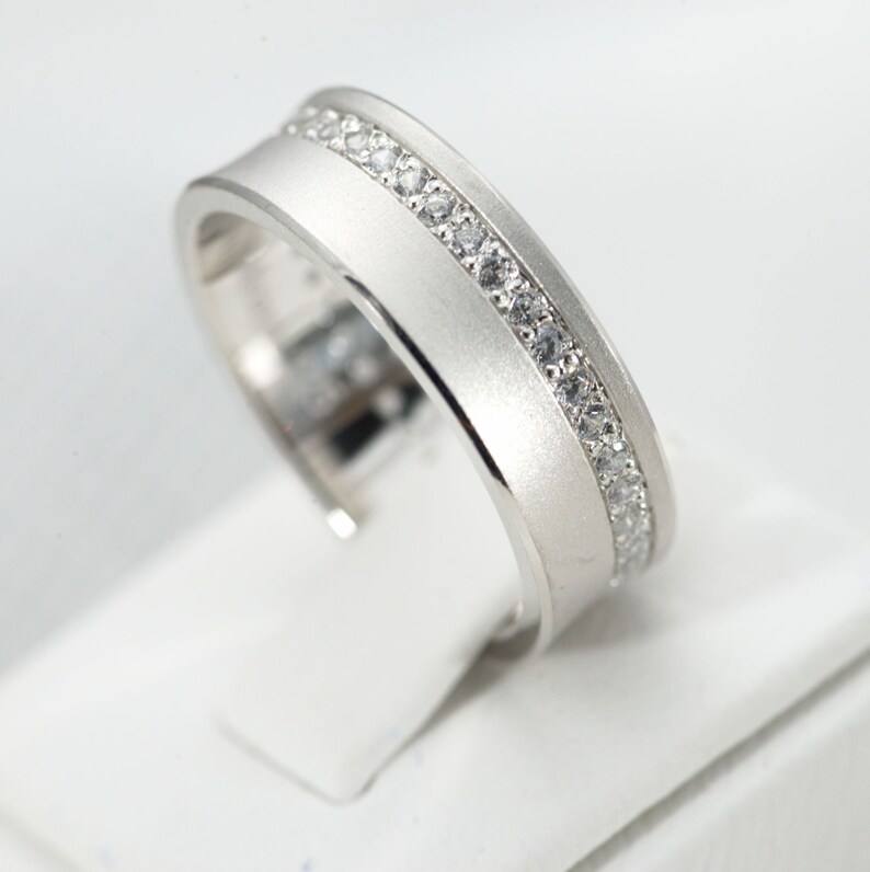 thumbnail image 2 of Men’s 925 Sterling Silver Icy CZ Ring – 9mm Wide Band, Hip Hop Style, Cubic Zirconia Bling 2 of 6