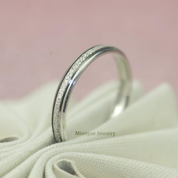 Fidget Ring, 3 mm 925 Stardust Sterling Silver Classic Sparkly Wedding Band, Handmade Anxiety Spinner Ring, Meditation Ring, Rotating Ring