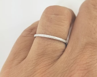 Sparkly, Glittery Stardust Sterling Silver, 1.5mm Stacking Ring. Stackable, Promise, Engagement. Thumb Toe Index Minimalist Ring. USA Made.
