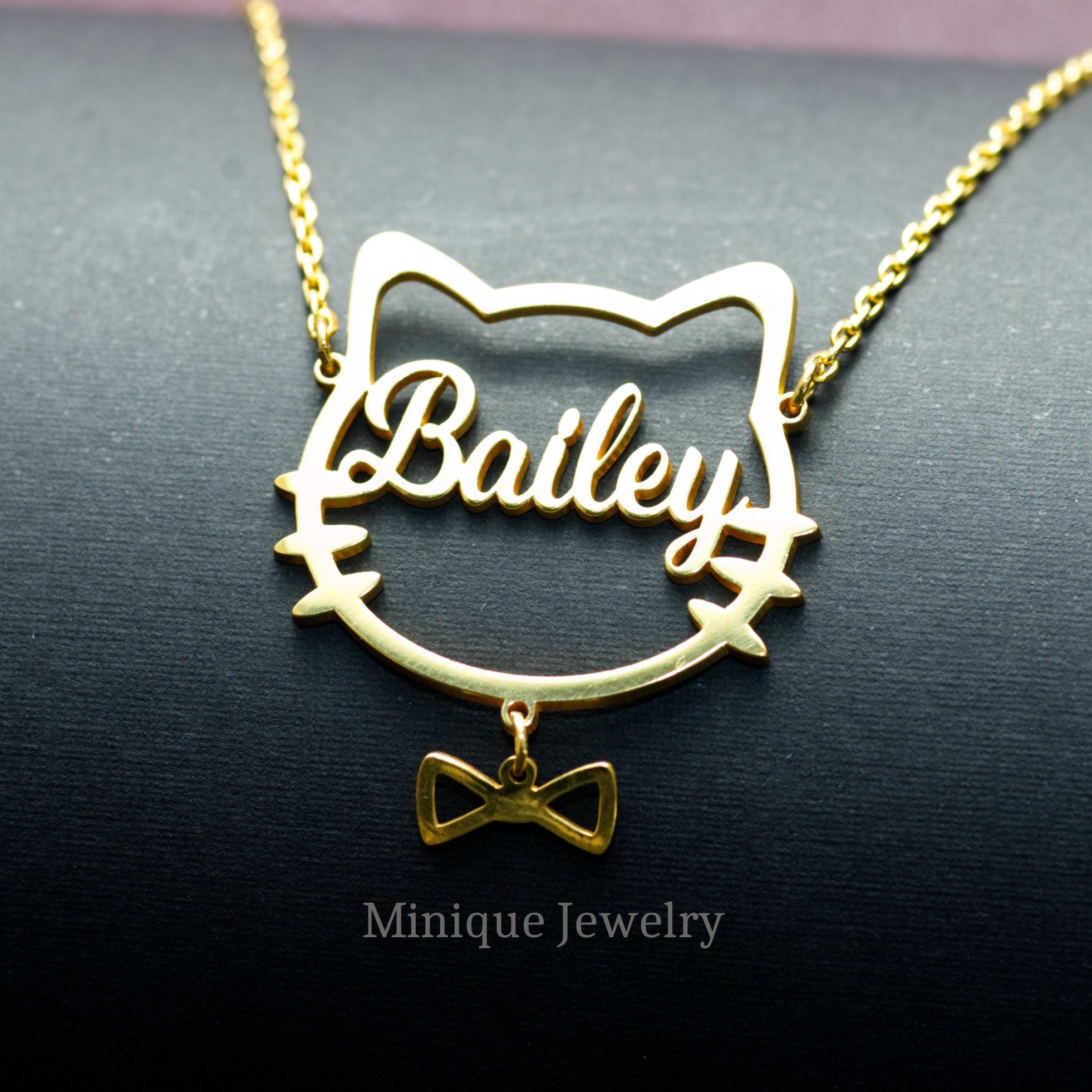 Cat name necklace clearance