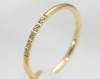 Dainty Ring, Gold Minimalist Ring, Stacking Ring, Simple Diamond Ring, Cubic Zirconia Sterling Silver Ring, Thin Ring, Gift for Her# 917-5-G