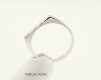 Geometric Birthstone Stacking Ring, Geometric Ring, Bar Ring, Dainty Minimalist Ring,  Flat Top, Sterling Silver Ring. Great spacer ring.449