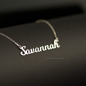 Personalized Name Necklace, Christmas Gift, Bridesmaids Gift, Gold Name Necklace with Cable Chain, Gift for Her, Personalized Gift, Silver