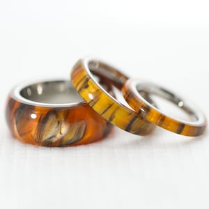 Stainless Steel Comfort Ring Band, Antique Gold, 3, 5, 8 & 10mm Wide,  Crafted in USA.  Gift for Boyfriend, Dad, or Significant Other.