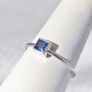 Minimalist Solid Sterling Silver-925. Sapphire Gemstone Ring. Dainty Stacking. Knuckle, Knot. Valentine&#39;s Gift for GF, sister, & you! #531