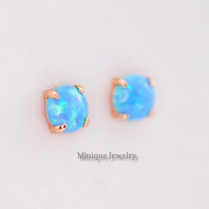 Gold Fill Blue Opal Stud Earrings Small Studs Dainty Studs Minimalist Earrings Opal Studs Opal Earrings Gift for Her October Birthstone