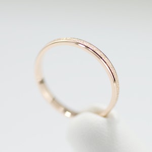 2mm Sparkly Wedding Band for Women, Solid14k Rose-Gold Matching Wedding Bands Polished Wedding Ring #A725