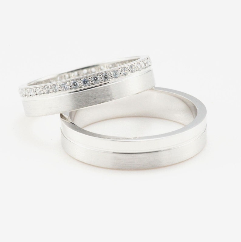 Wedding Bands His and Hers. 925 Solid Sterling Silver. Etsy