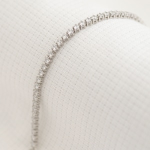 925 Sterling Silver - Solid - Tennis Bracelet 6.5-7.5” length 3.5mm width Round CZ gems Perfect For Her Anniversary Christmas Birthday Gift