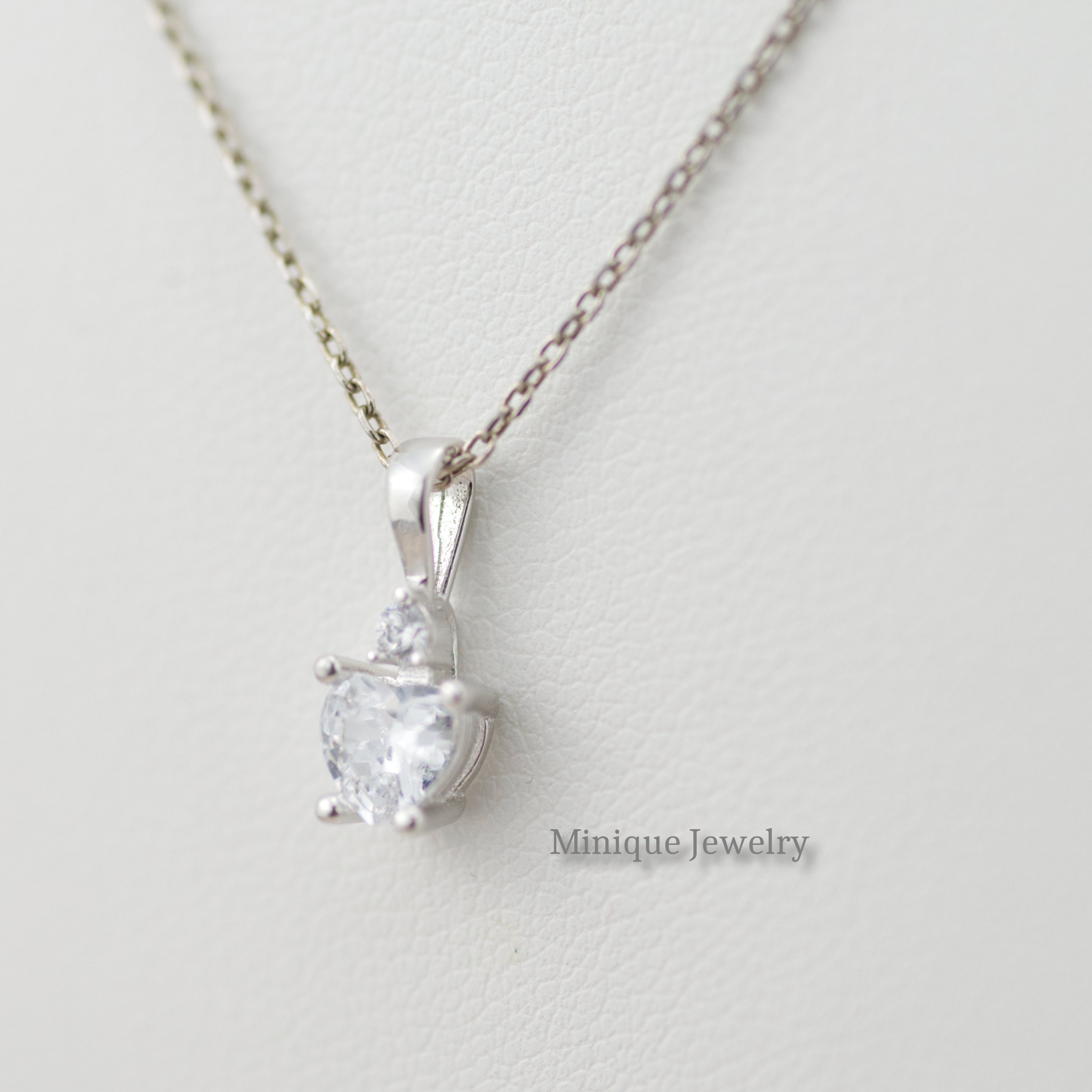 Heart Shaped CZ Necklace, April Birthstone Pendant, Dainty Heart