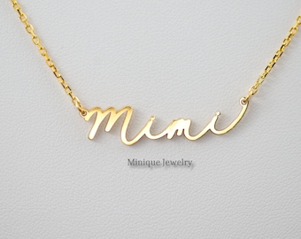 Dainty Mimi Necklace in Sterling Silver, Gold, Mimi Necklace, Gift for Grandma, Mimi Monogram, Minimalist Mama Necklace, Gift for New Mimi