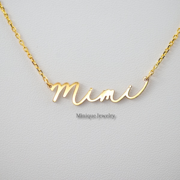 Dainty Mimi Necklace in Sterling Silver, Gold, Mimi Necklace, Gift for Grandma, Mimi Monogram, Minimalist Mama Necklace, Gift for New Mimi