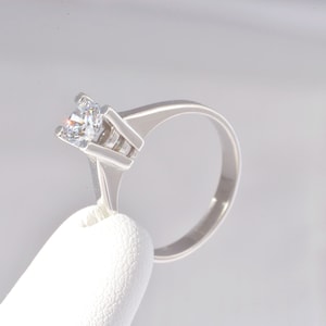 Classic Solitaire Engagement, Wedding Ring. 5 mm Round CZ. 925 Sterling Silver, Alternative Ring for Vacations. Sterling Silver Promise.