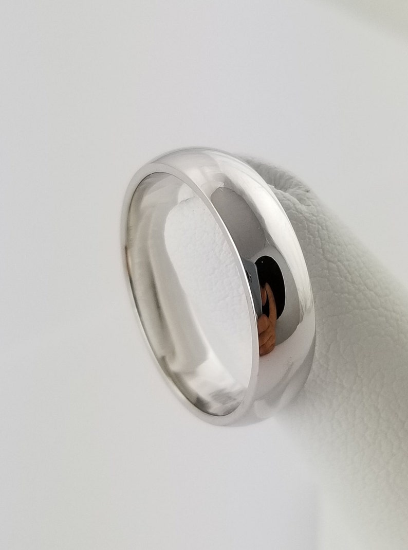 Alianza de boda de plata de ley para mujer hombre clásico de 5 mm con cúpula de ajuste cómodo regalo para él anillo de promesa para él alianza de boda minimalista EE.UU. imagen 4