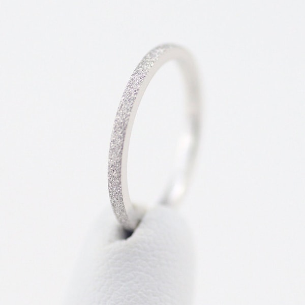 Minimalist Sterling Silver Ring. Thin, Dainty, Stacking Ring.  1.5 mm Sparkly Stardust Wedding Band. Thumb, Toe, Knuckle, Index, Ring. #919