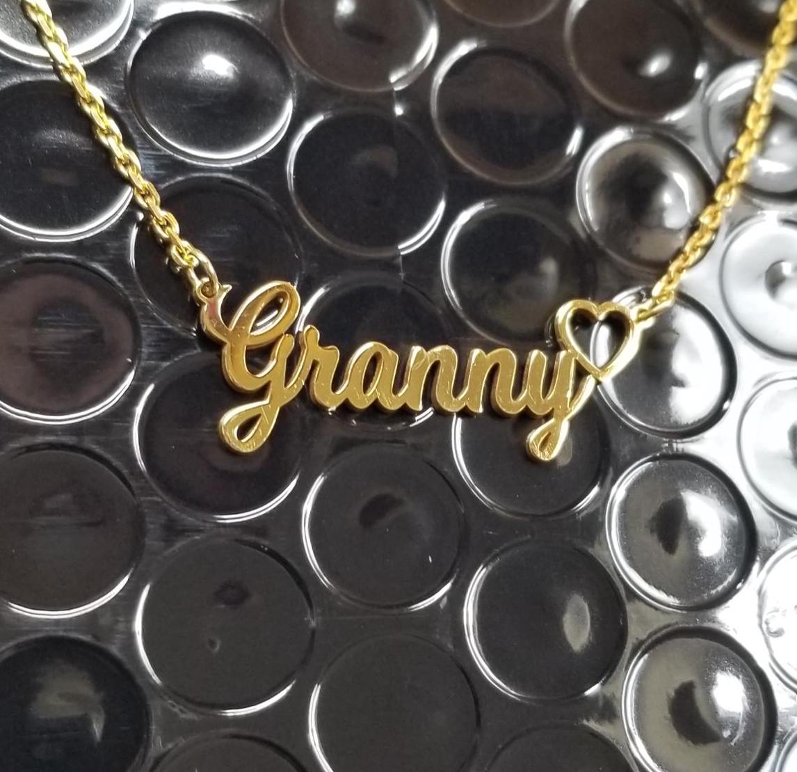 Dainty Granny Necklace in Sterling Silver, Gold, Granny Necklace, Gift for Granny, Minimalist Monogram Granny Necklace, Christmas Gift
