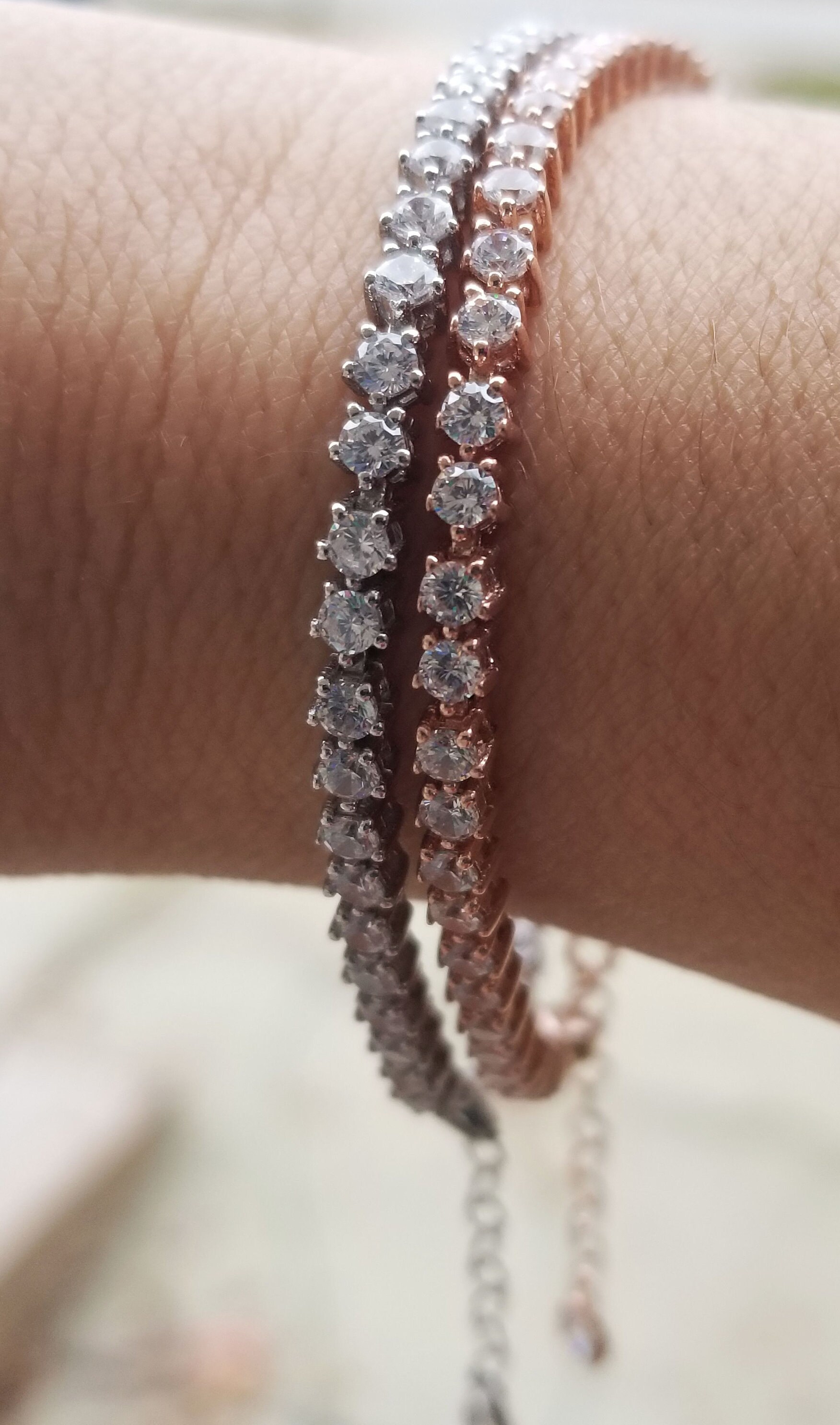 925 Sterling Silber CZ Zirconia Bling Tennis Armband 3mm Easy Wear