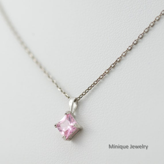 October Rose Pink Color Zircon Necklace October Birthstone Etsy UK