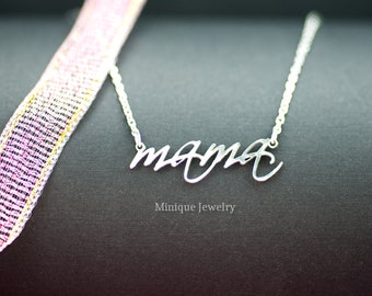 Muttertagsgeschenk, Mama Halskette, Mama Halskette, Minimal Halskette für Mütter, Perfektes Geschenk für Mama, Neue Mama Geschenk, 925 Silber Finish 18K Gold