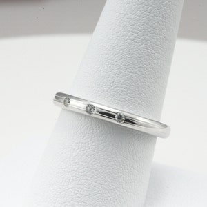 Full Round Solid Sterling Silver Ring, 925. Wedding band, promise, engagement ring. 3 CZs. Thumb, Index. 3 mm thick and wide. Sizes 4-11
