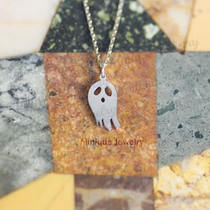 Spooky Halloween Ghost Pendant, Dainty Halloween Ghost Jewelry, Halloween Gift, Gothic Gift, Fun Gift, Christmas Gift, Gift for me