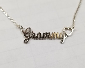Dainty Grammy Necklace in Sterling Silver, Gold, Grammy Necklace, Gift for Grammy, Minimalist Monogram Gramma Necklace, Christmas Gift