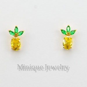 Pineapple Earrings, Pineapple Studs, Fruit Jewelry Earrings,,  Cute Earrings, Sterling Silver Earrings, Rose Gold Filled, Gift for her