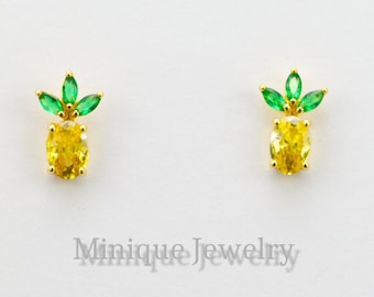 Orecchini di ananas, borchie di ananas, orecchini di gioielli di frutta, orecchini carini, orecchini d'argento Sterling, oro rosa riempito, regalo per lei
