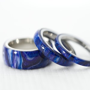 Stainless Steel Comfort Ring Band, Andromeda, 3, 5, 8 & 10 mm Wide, Custom Crafted in USA. Hand Crafted.  For women and men.