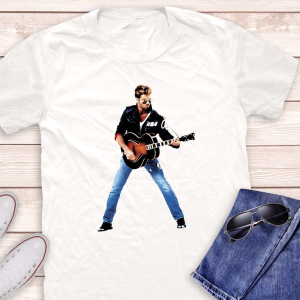 George Michael GuitarTshirt, George Michael Shirt, Rock T-shirts, Rock Music T-shirts, Music Shirt, Punk Rock Shirt, Rock n Roll Shirt