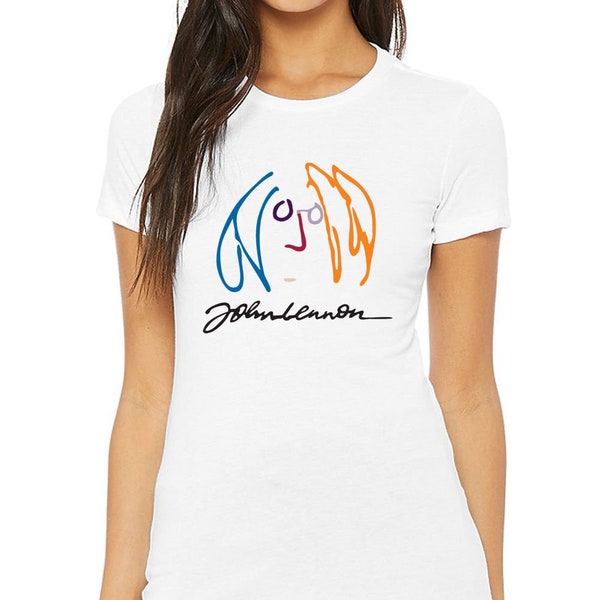 T-shirt John Lennon Logo, T-shirt John Lennon Woman, T-shirt John Lennon Kid’s, chemise blanche John Lennon The Beatles Rock Band Lady Girl