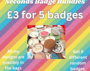 Oops Badge Bundles Kawaii Cute Handmade Digital Art Illustrated Badges Buttons Almost Perfect Random Lucky Dip Seconds Mystery Bundle Offer