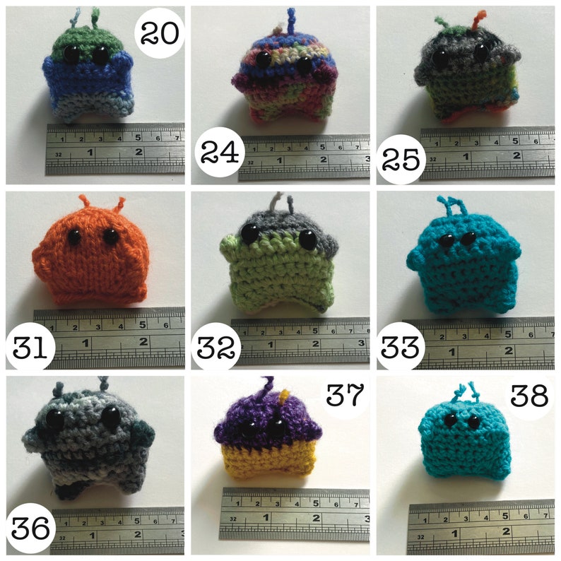 Mini Alien Plush Premade Cute Soft Toy Adorable Knitting Crochet Cute Customisable Handmade Gift Kawaii Amigurumi Monster Collectible Fun image 4