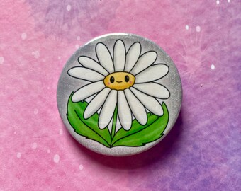 Flower Badges Cute Handmade Digital Art Button Pin Illustrated Nature Flora Accessories Pinback Daisy Kawaii Botanical Floral Garden Bouquet