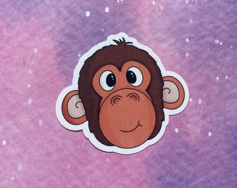 Primates Die Cut Stickers Kawaii Cute Handmade Digital Art Laptop Decal Illustrated Animals Adorable Monkeys Apes Chimpanzee Chimp Fun