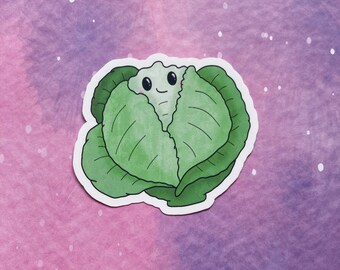 Vegetables Die Cut Stickers Kawaii Cute Handmade Digital Art Food Delicious Illustrated Healthy Laptop Decal Vegan Fun Five A Day Cabbage