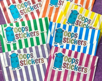 Oops Sticker Pack - digital art - illustration - surprise - lucky dip - gift - kawaii - colourful - bundle - miscut - seconds