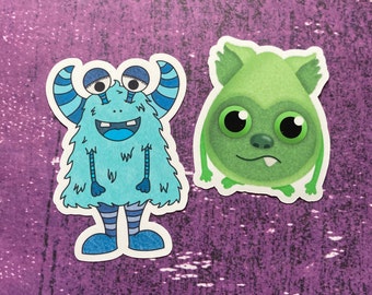 Monsters Die Cut Stickers - kawaii - cute - handmade - digital art - laptop sticker - illustrated - monsters - creatures - rainbow