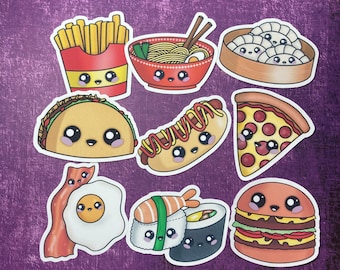 Food Die Cut Stickers, Sticker Sheet & Badges - kawaii - cute - handmade - digital art - delicious - tasty  - laptop sticker - illustrated