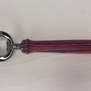 Red and Blue Gunmetal Bottle Opener