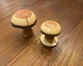 Hand-Turned Wooden Mushrooms