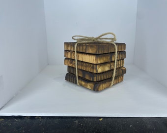 Wood Burned Drink Coaster, Set of 5