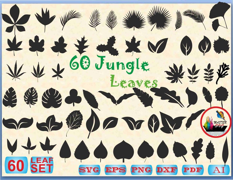 Download 60 Jungle Leaves Svg Bundle Leaves Svg File Leaf Svg File Leaves Clipart Leaf Cricut Leaf