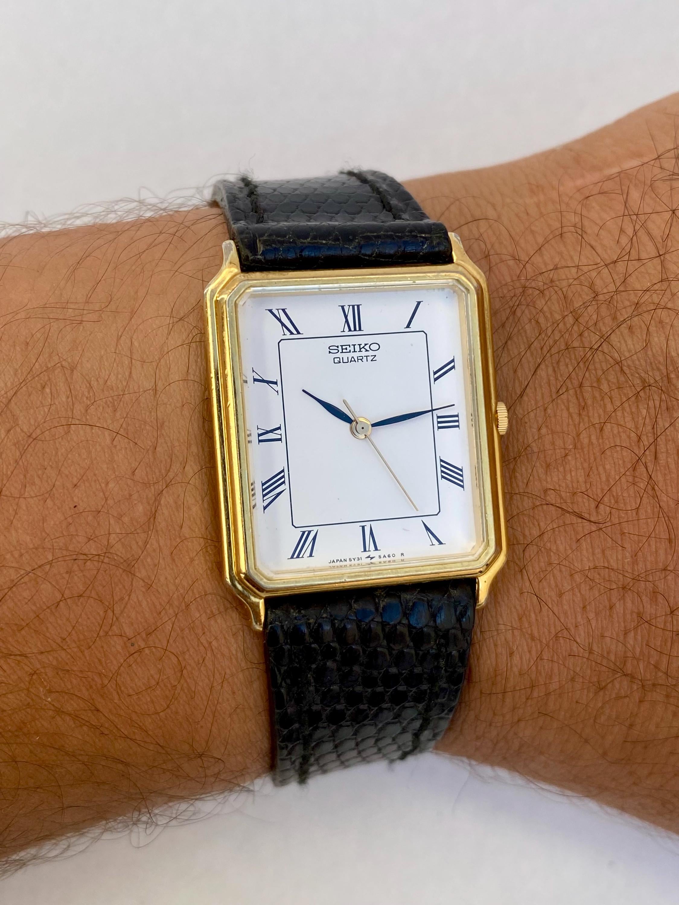 D*A様 【稼働】SEIKO 5Y31-5A30 1987年製 レクタンギュラー Vintage Seiko 5Y31-5A30 Quartz Tank Rectangular White Roman Dial