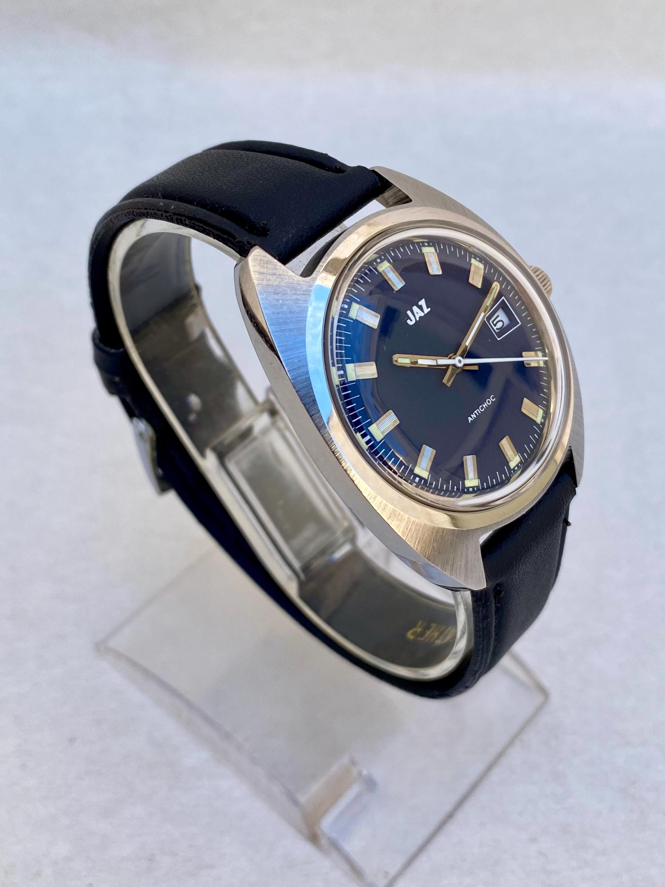 Vintage JAZ Watch Men's Mechanical Hand-winding 17 Jewels Date