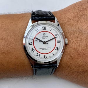 Vintage MORTIMA Super 17 Wristwatch Men&#39;s Unbreakable Spring Anti-Dust Made In France