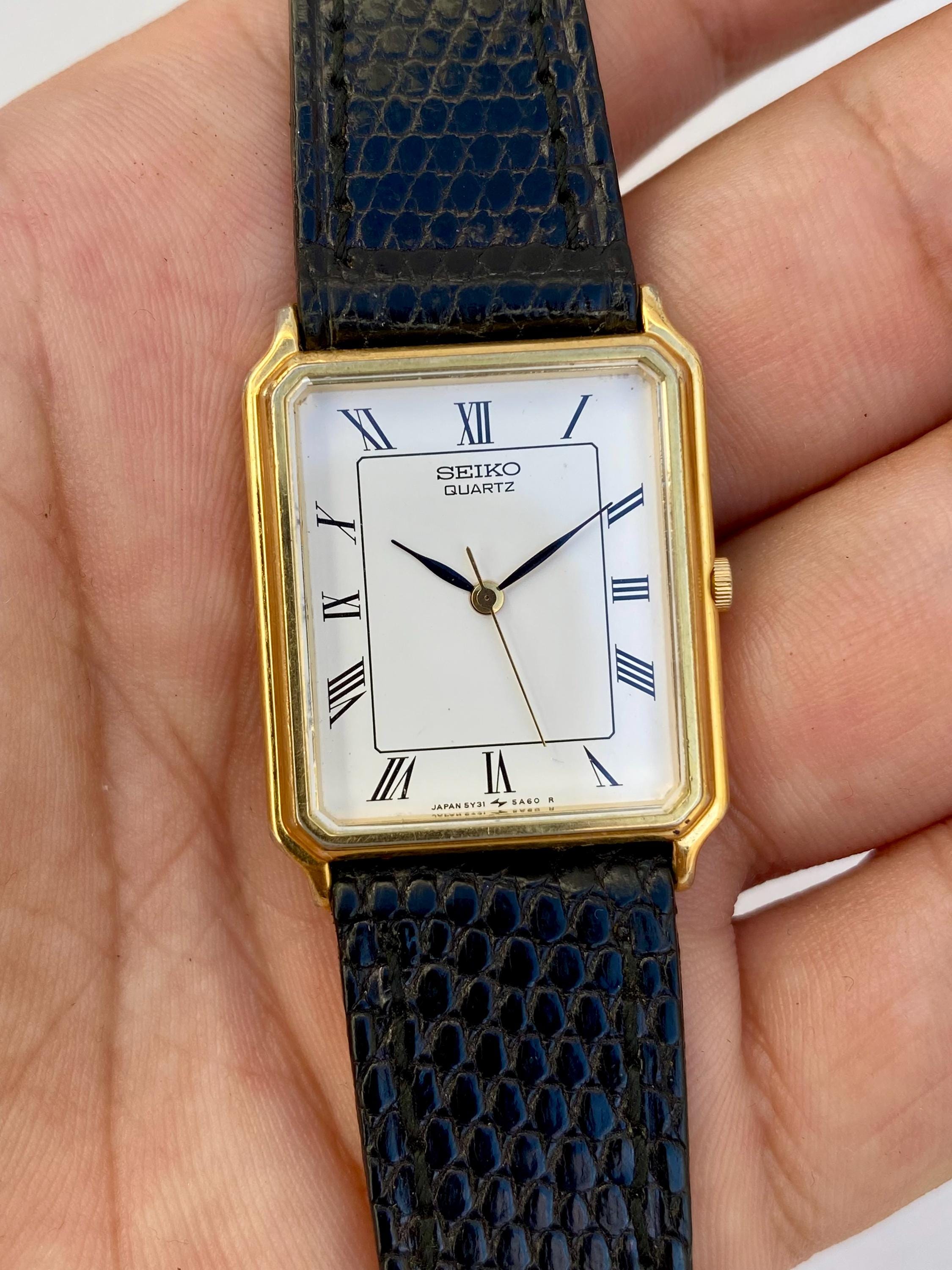 D*A様 【稼働】SEIKO 5Y31-5A30 1987年製 レクタンギュラー Vintage Seiko 5Y31-5A30 Quartz Tank Rectangular White Roman Dial