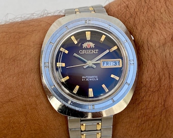 Vintage ORIENT Automatic Mens Watch, Day Date, 21 Jewels