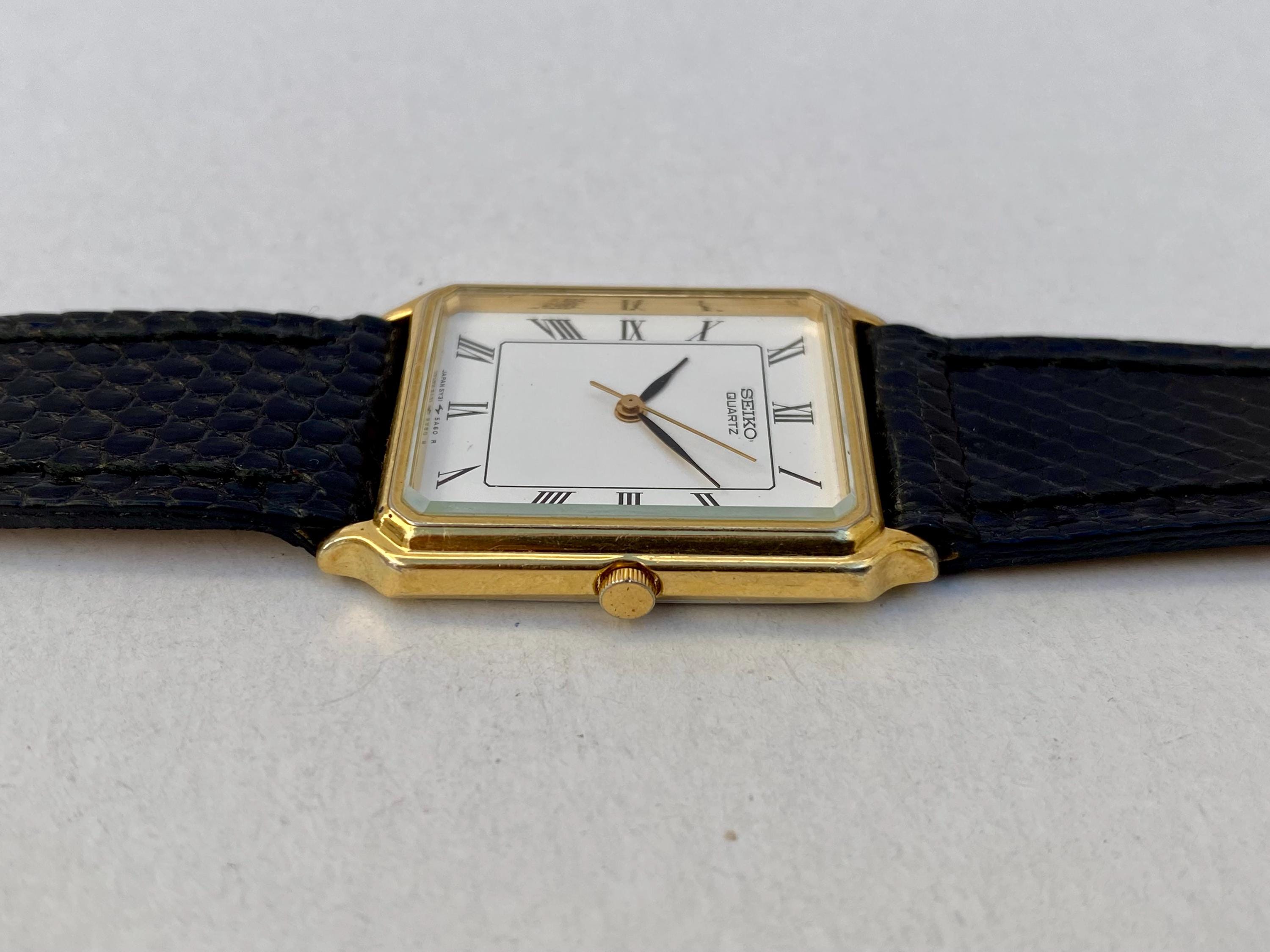 Vintage Seiko 5Y31-5A30 Quartz Tank Rectangular White Roman Dial