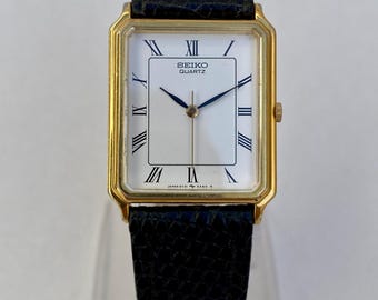 Vintage Seiko 5Y31-5A30 Quartz Tank Rectangular White Roman Dial